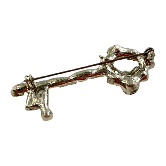 Vtg Unsigned Rhinestone Skeleton Key Brooch 1950s - Picture 7 of 10